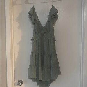 Elegant Green Ruffle Dress